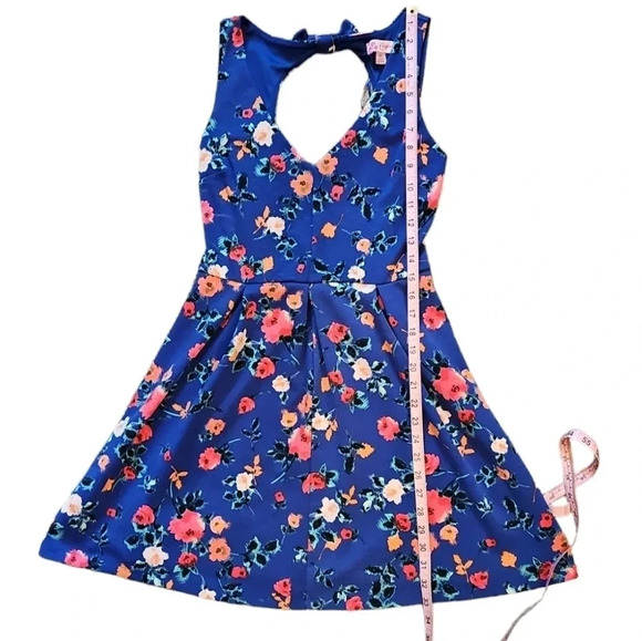 Candie's Medium Purple Floral Cocktail Retro 60's Classic Midi Fit Flare Dress - Picture 6 of 6